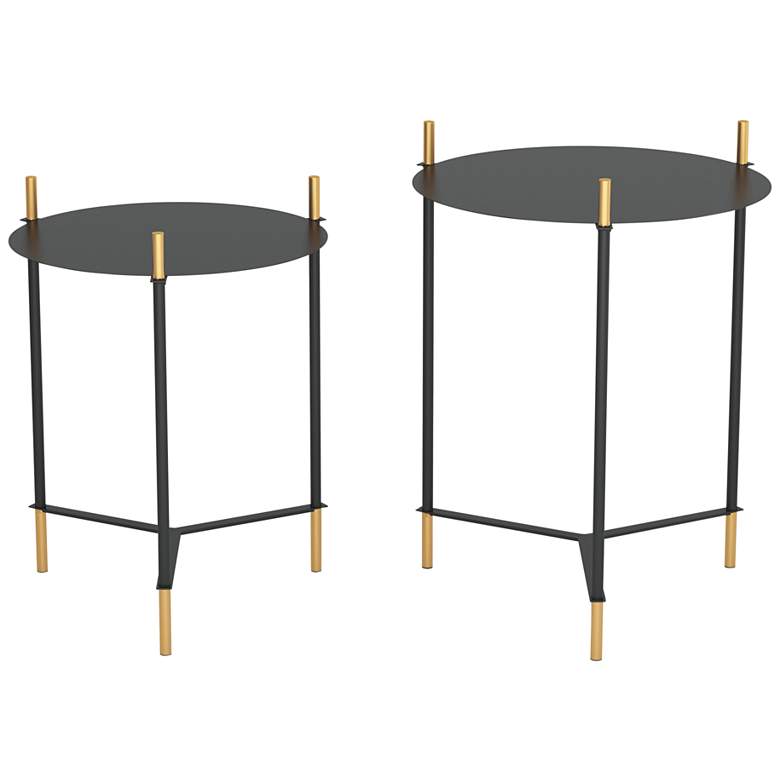 Zuo Jerry Painted Black and Gold Metal Side Tables Set of 2 more views