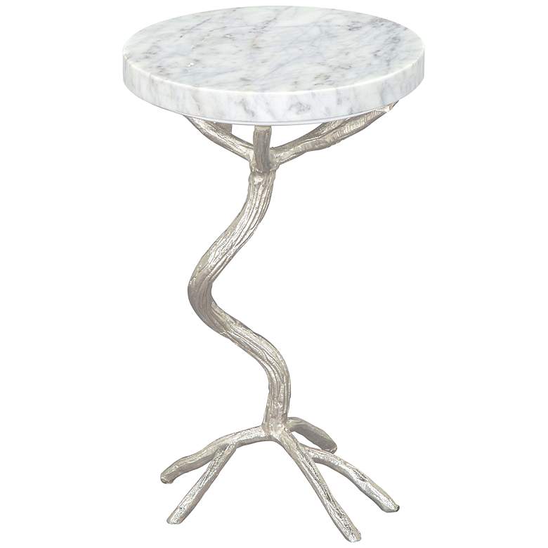 Image 2 Zuo Joel 12" Wide White Marble and Aluminum Side Table