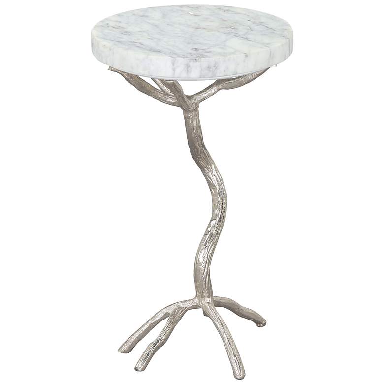 Image 5 Zuo Joel 12" Wide White Marble and Aluminum Side Table more views