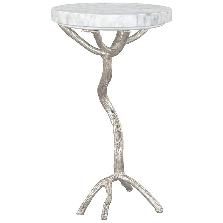 Image 7 Zuo Joel 12" Wide White Marble and Aluminum Side Table more views