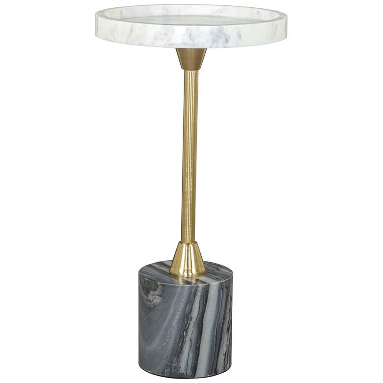 Image 1 Zuo Johan 9 3/4 inch Wide White Marble Gold Metal Round Side Table