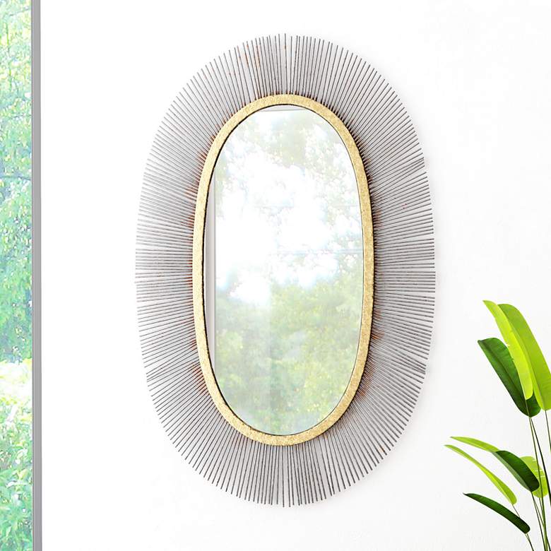 Image 2 Zuo Juju Gold and Black 24 1/2 inch x 38 1/4 inch Oval Wall Mirror