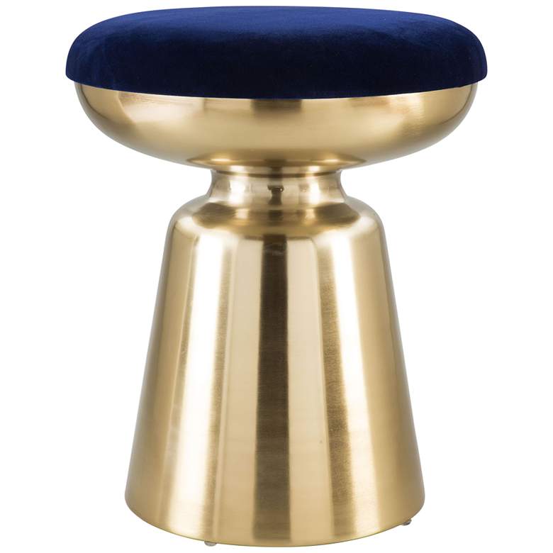 Zuo Juniper Blue and Gold Round Side Stool