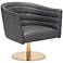 Zuo Justin Gray Faux Leather Tufted Swivel Accent Chair