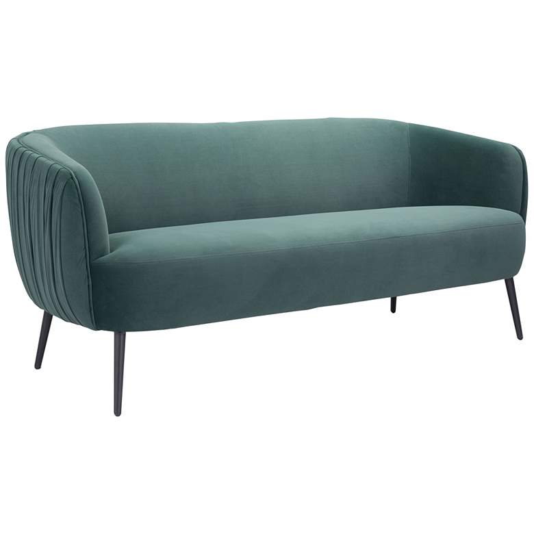 Image 1 Zuo Karan 70 inch Wide Pleated Green Velvet Sofa