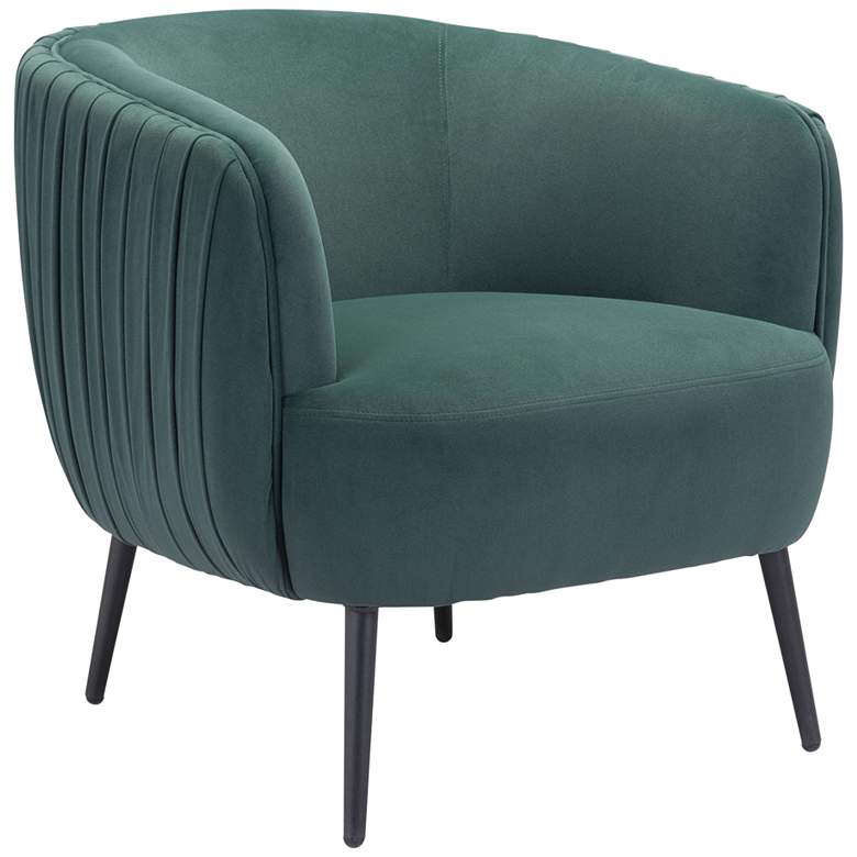 Image 1 Zuo Karan Pleated Green Velvet Accent Chair