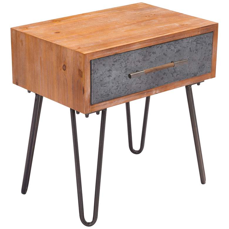 Image 1 Zuo Kennedy 23 1/2 inch Wide Metal and Wood Modern End Table