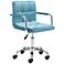 Zuo Kerry Blue Tufted Fabric Adjustable Swivel Office Chair