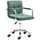 Zuo Kerry Green Tufted Velvet Fabric Swivel Office Chair