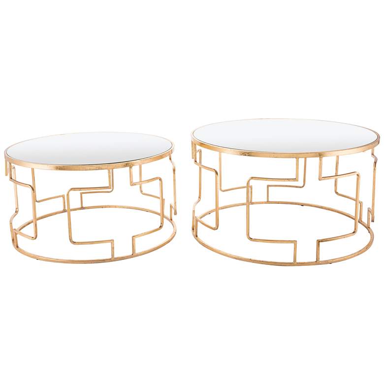 Image 1 Zuo King Mirrored Top and Gold 2-Piece Accent Table Set