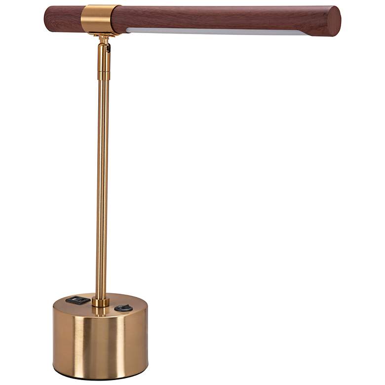 Image 5 Zuo Kippy 17 3/4" High Wood and Brass Modern LED Reading Lamp with USB more views