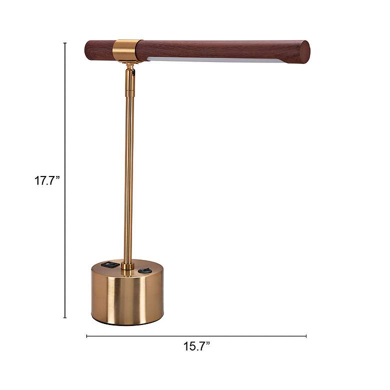 Image 6 Zuo Kippy 17 3/4" High Wood and Brass Modern LED Reading Lamp with USB more views