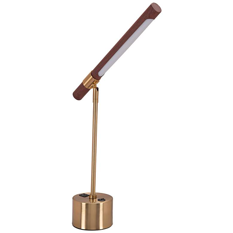 Image 7 Zuo Kippy 17 3/4" High Wood and Brass Modern LED Reading Lamp with USB more views
