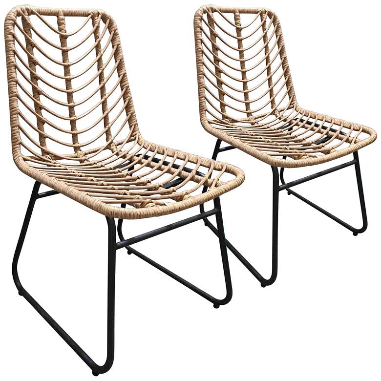 Image 1 Zuo Laporte Natural Woven Modern Outdoor Chairs Set of 2