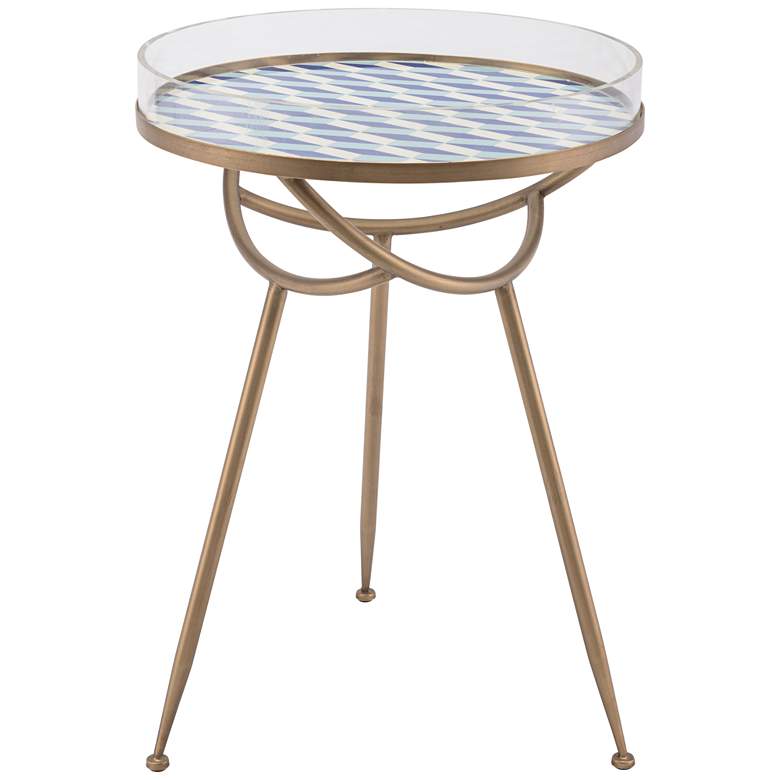 Image 1 Zuo Lattice 17 3/4 inch Wide Round Modern Accent Tray Table
