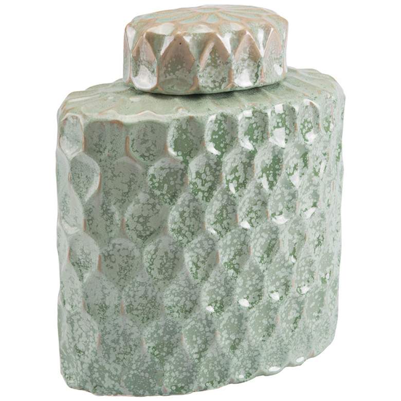 Image 1 Zuo Lattice Soft Green 13 inch High Medium Ceramic Covered Jar
