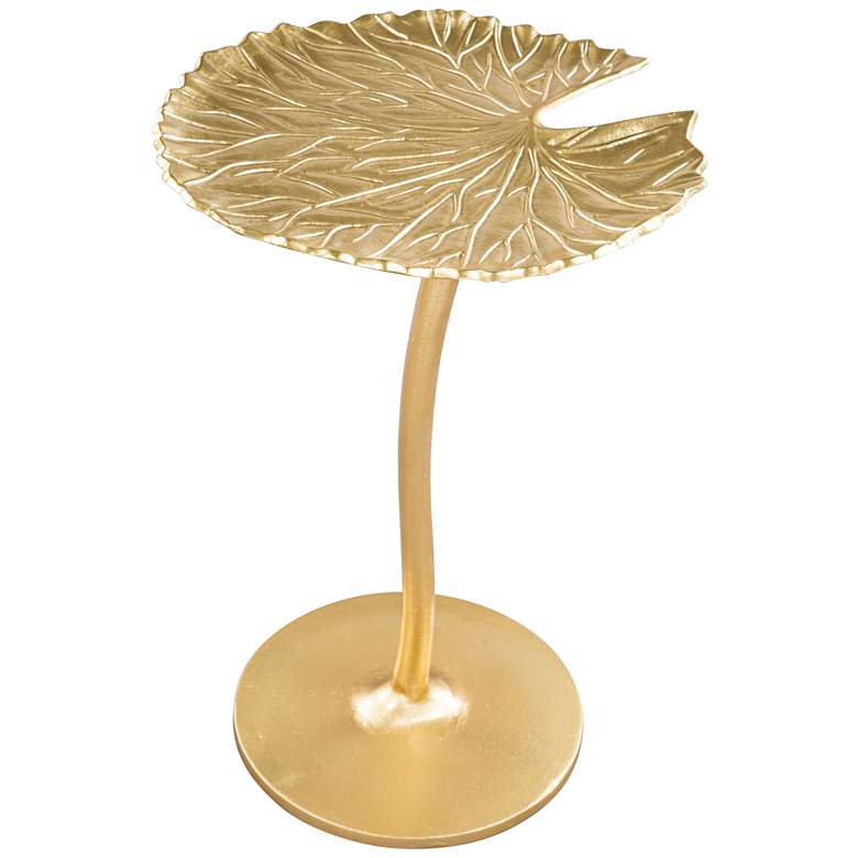 Image 1 Zuo Lily 15" Wide Gold Leaf-Shaped Metal Side Table