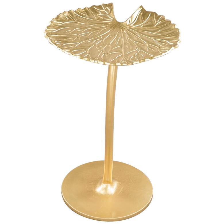 Image 2 Zuo Lily 15 inch Wide Gold Leaf-Shaped Metal Side Table more views