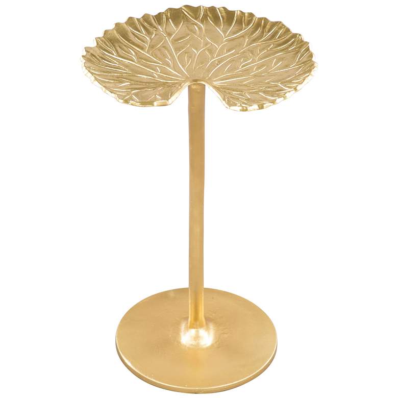 Image 3 Zuo Lily 15 inch Wide Gold Leaf-Shaped Metal Side Table more views