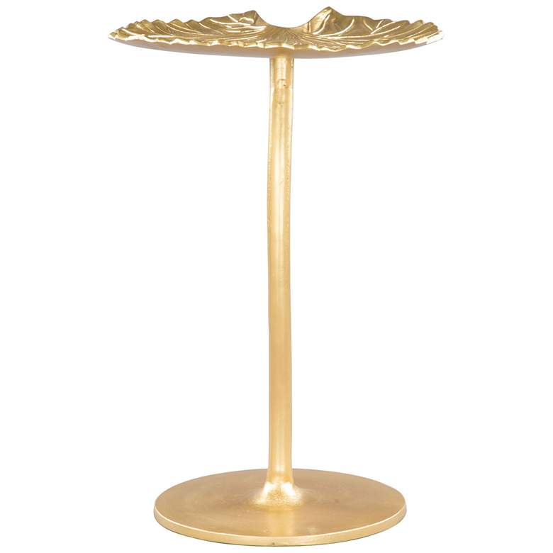 Image 4 Zuo Lily 15 inch Wide Gold Leaf-Shaped Metal Side Table more views