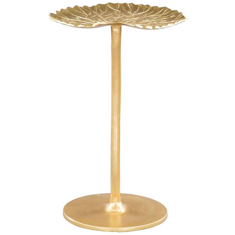 Image 6 Zuo Lily 15 inch Wide Gold Leaf-Shaped Metal Side Table more views