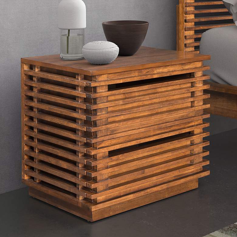 Image 1 Zuo Linea 24" Wide Walnut 2-Drawer End Table