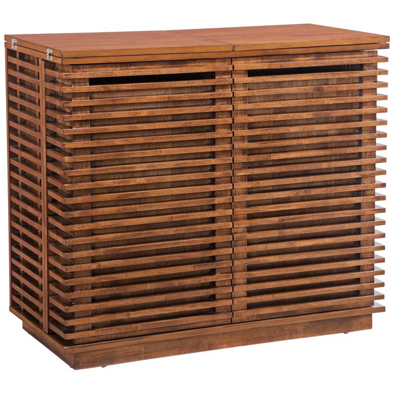 Image 1 Zuo Linea 41 1/2 inch Wide Walnut Wood 2-Door Bar Cabinet