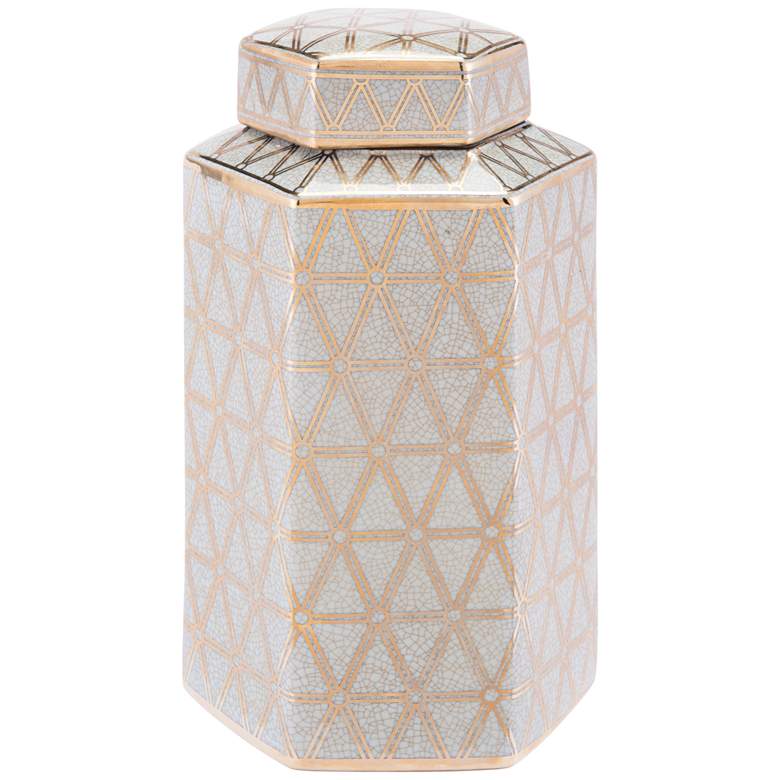 Image 1 Zuo Link 12 1/2 inch High Gold and Blue Glam Luxe Jar