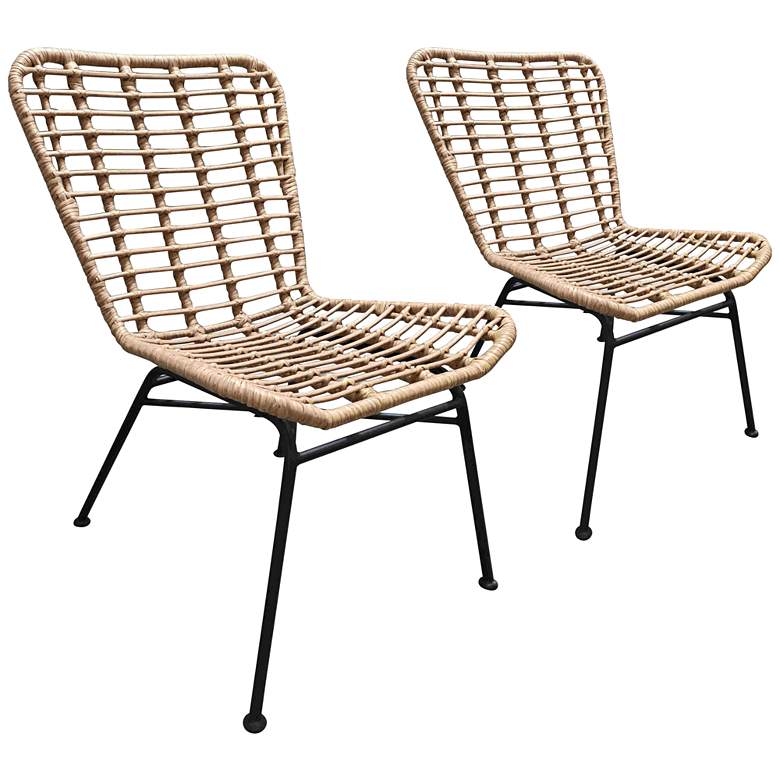Image 1 Zuo Lorena Natural Woven Coastal Modern Outdoor Chairs Set of 2