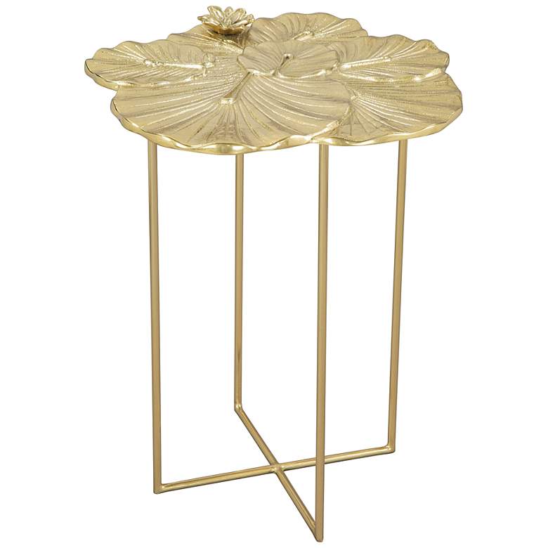 Image 1 Zuo Lotus 16 3/4 inch Wide Gold Side Table
