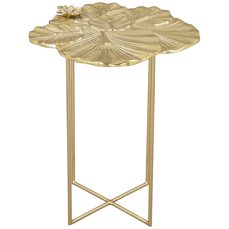 Image 6 Zuo Lotus 16 3/4 inch Wide Gold Side Table more views
