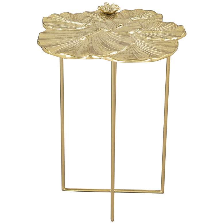Image 7 Zuo Lotus 16 3/4 inch Wide Gold Side Table more views