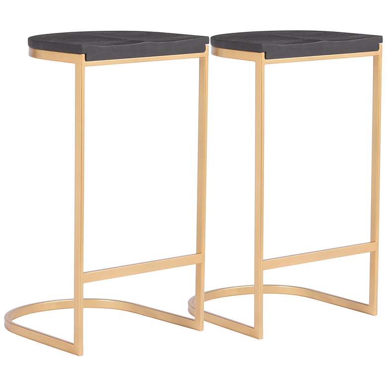 Image 1 Zuo Louis 29 1/2" Black Mango Wood Bar Stools Set of 2