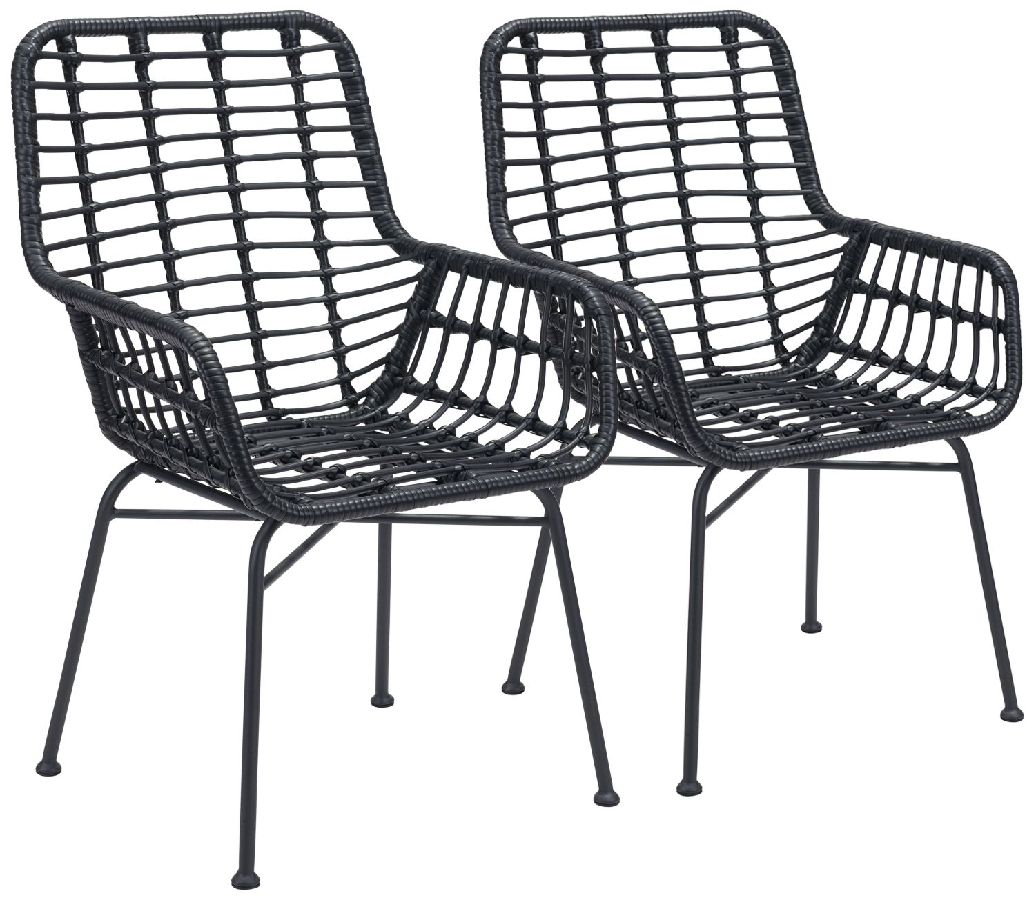 2 black outdoor chairs