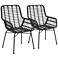Zuo Lyon Black Weave Outdoor Dining Chairs Set of 2