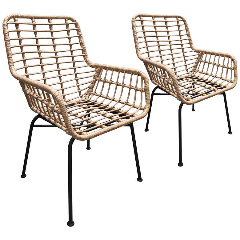 Image 1 Zuo Lyon Natural Woven Outdoor Chairs Set of 2