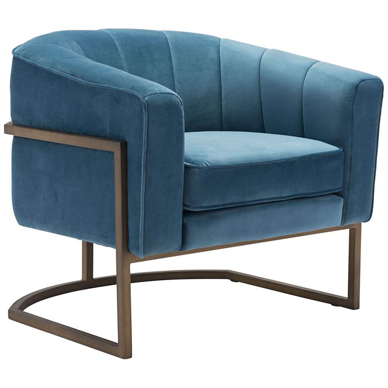 Image 1 Zuo Lyric Blue Velvet Occasional Chair