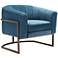 Zuo Lyric Blue Velvet Occasional Chair