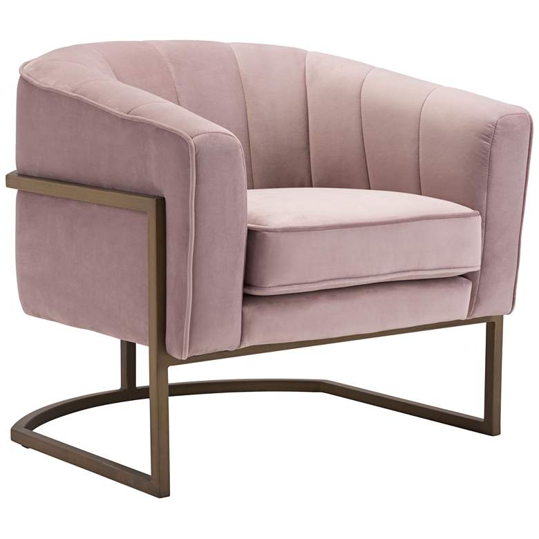 Image 1 Zuo Lyric Pink Velvet Occasional Chair