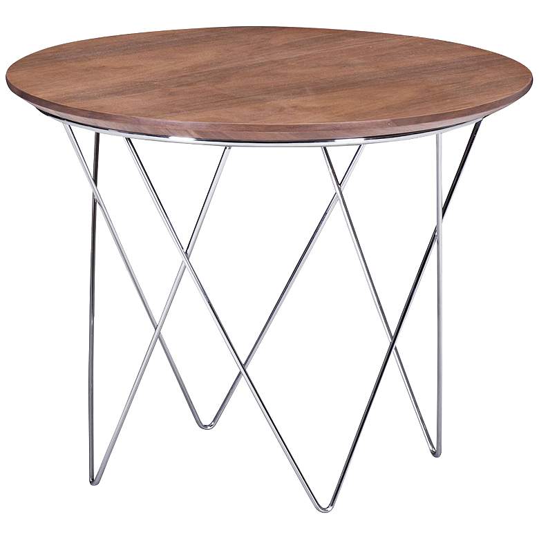 Image 1 Zuo Macho 20 1/2 inch Wide Walnut and Chrome Modern Side Table