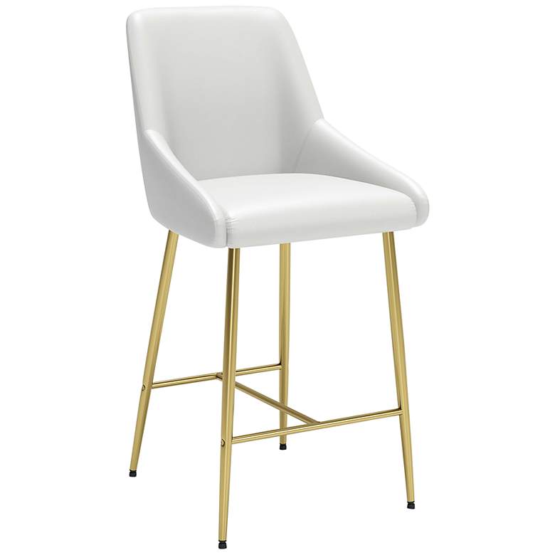 Image 1 Zuo Madelaine 26 1/2 inch White Faux Leather Counter Stool