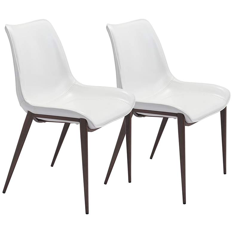 Image 3 Zuo Magnus 21 1/4" Wide White Faux Leather Dining Chairs Set of 2