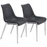 Zuo Magnus Black Faux Leather Dining Chairs Set of 2 in scene