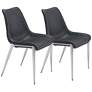 2_Zuo Magnus Black Faux Leather Dining Chairs Set of 2