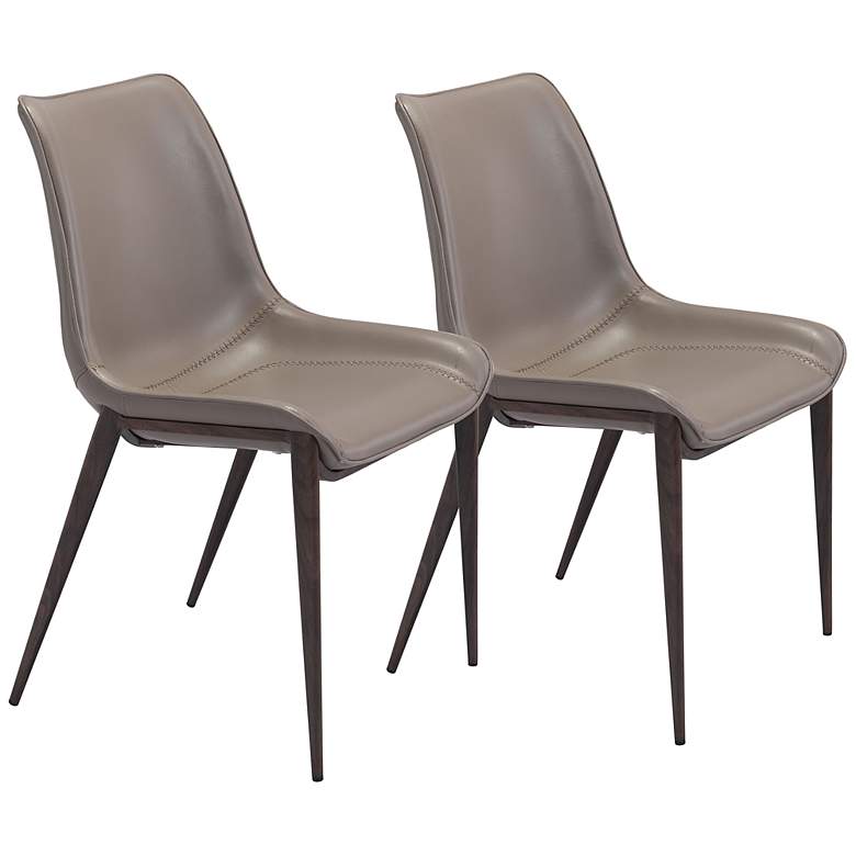Image 1 Zuo Magnus Gray Faux Leather Dining Chairs Set of 2