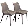 Zuo Magnus Gray Faux Leather Dining Chairs Set of 2 in scene