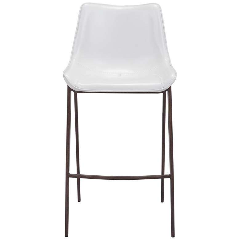 Image 5 Zuo Magnus White Faux Leather Bar Stools Set of 2 more views