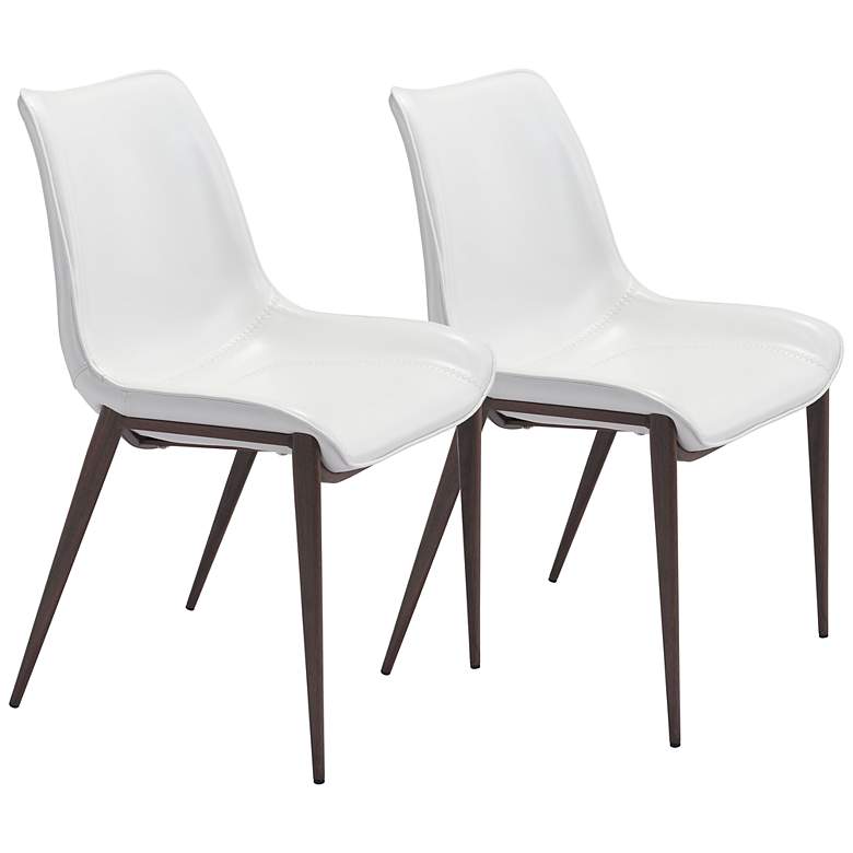 Image 3 Zuo Magnus White Faux Leather Dining Chairs Set of 2