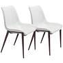 Zuo Magnus White Faux Leather Dining Chairs Set of 2 in scene