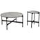 Zuo Malo Gray Wood Round Black Steel Coffee Table Set of 2